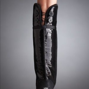 UGG® Bailey Button Over The Knee Black Sequin Boots